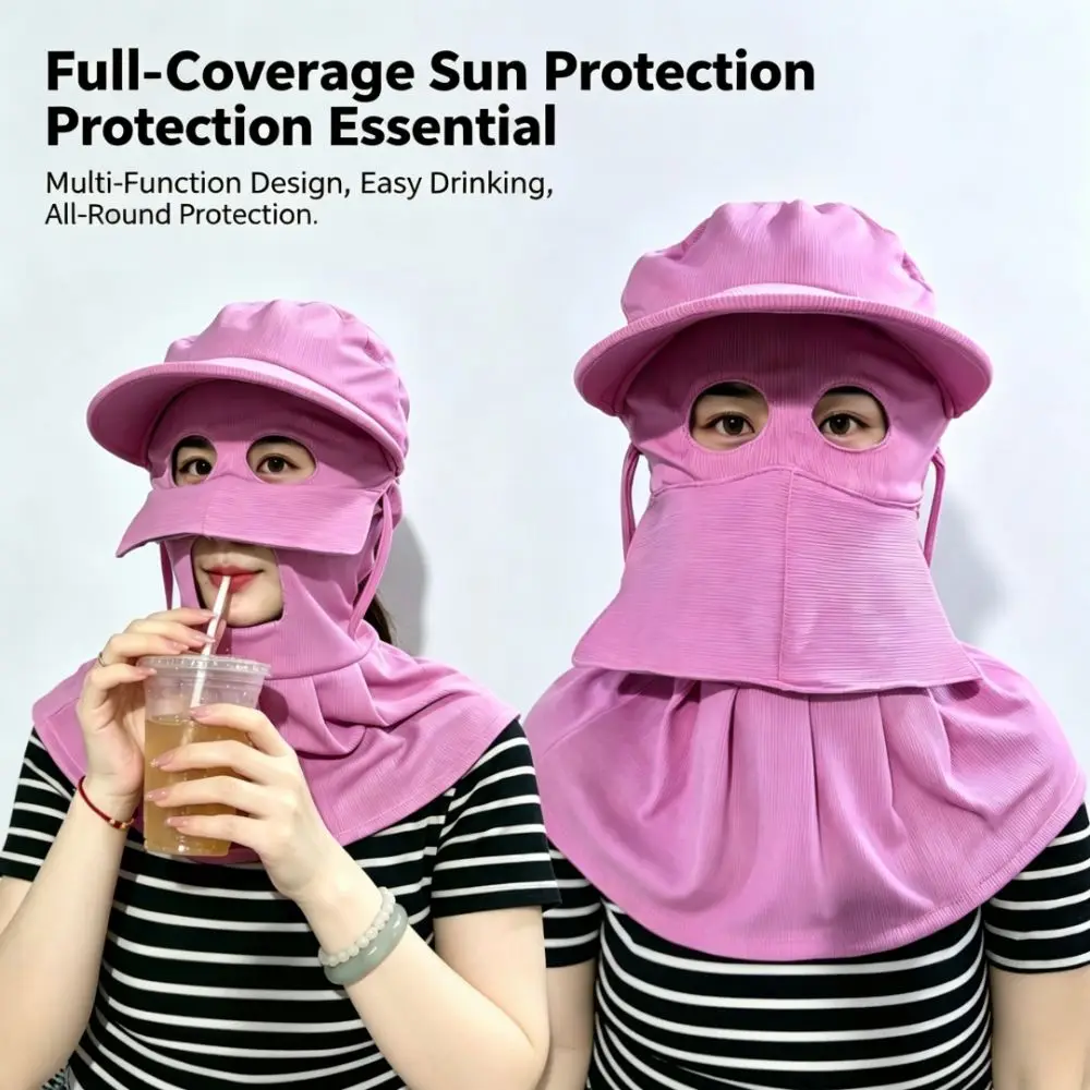 Wide-Brimmed Full-Face Sun Hat Sun Protection Lightweight Woman Bucket Hat Breathable Multifunctional Cycling Cap Summer Outdoor