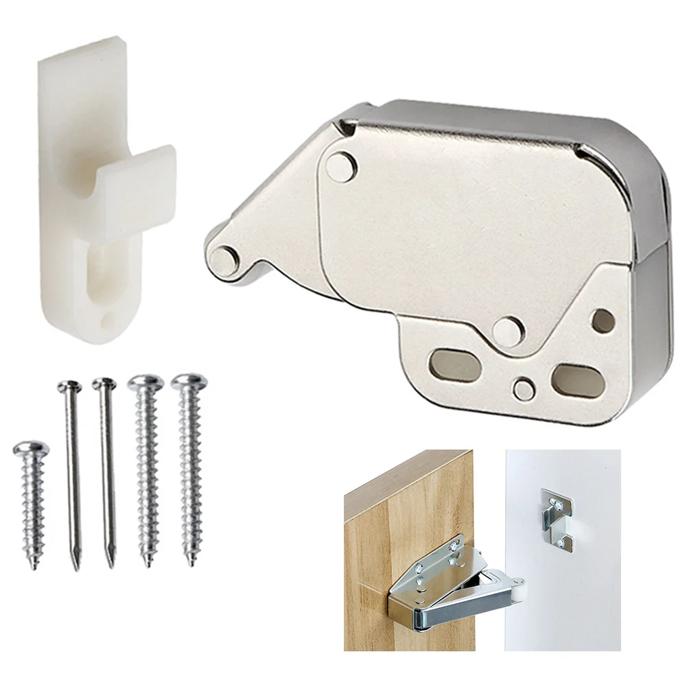 Cabinet Doors Snap Lock Stainless Steel Mini Spring Loaded Buckle Latch Lock Hardware For Cabinet Push Door To Close And Lock