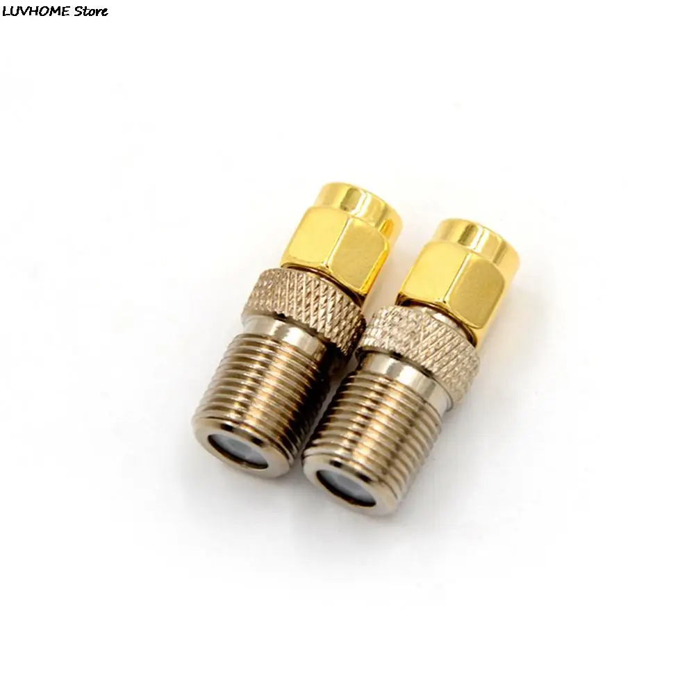 1PCS F Type Female Jack to SMA Male Plug Straight RF Coaxial Adapter F connector to SMA Convertor gold Tone