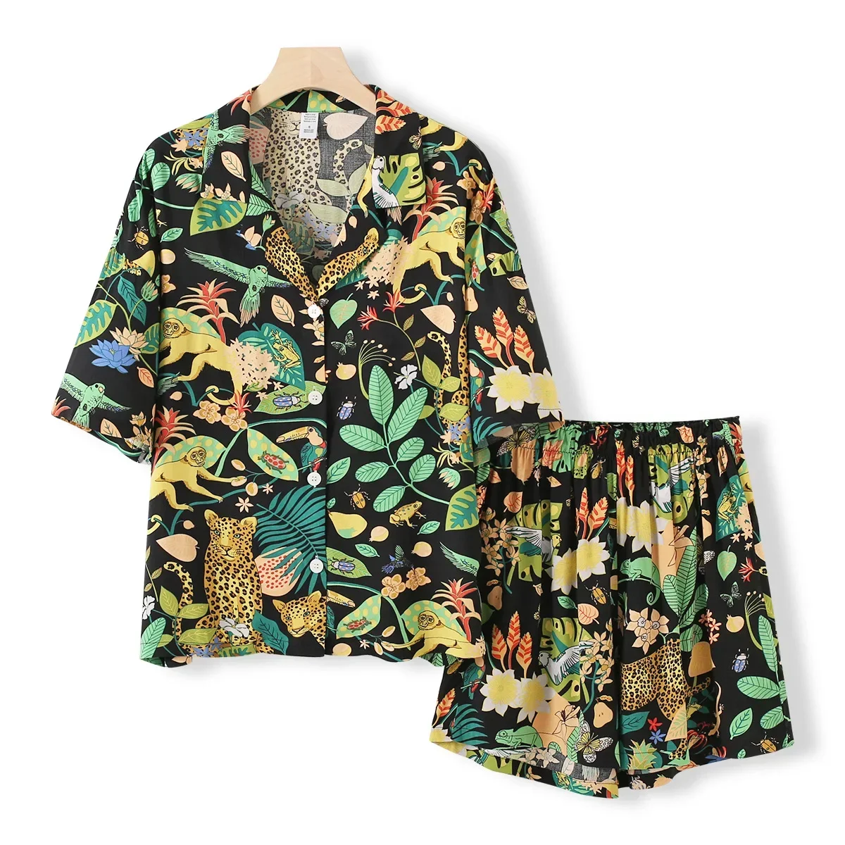 Tiger Animals Print Cotton Pajamas for Women Comfortable Sleepwear Ladies Pajamas Suit for Spring and Summer Ladies Homewear image 6