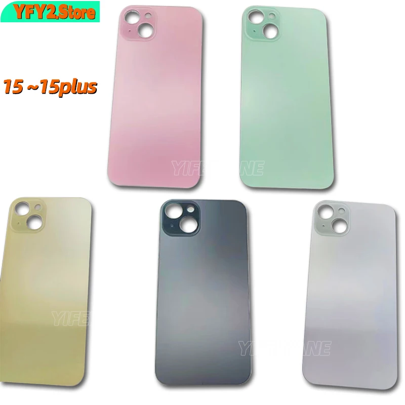 10Pcs AA Back Battery Glass Cover With Wide Big Camera Hole For IPhone 15 14 13  11 12 Pro Max 14p Rear Housing Replacement