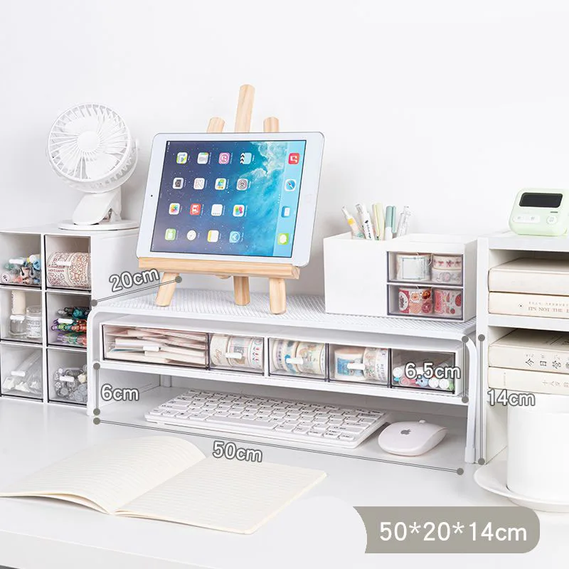 Creative Laptop Storage Rack Computer Desk Home Multi functional Desktop Storage Rack No Installation Iron Storage Rack LH270