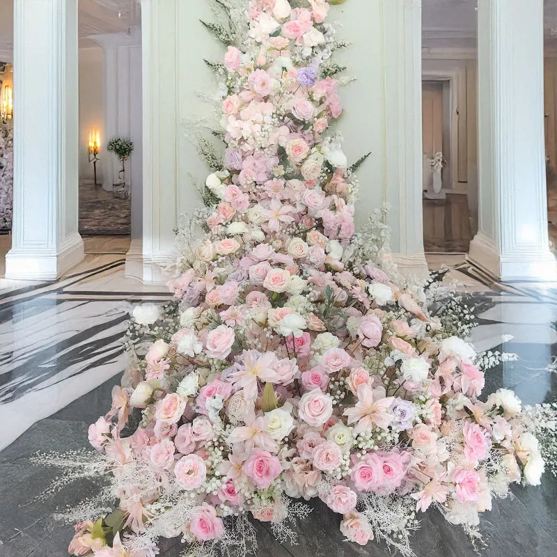 

European Style Floral Strips Wedding Background Wall Decoration Large Tail Dragging Arch Window Display Exhibition Hall Layout