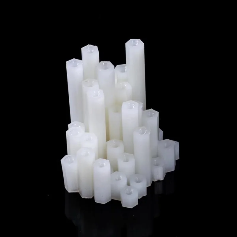 10-50pcs M2 M2.5 M3 M4 M5 M6 White Spacing Screws Hex Nylon Standoff Spacer Column Flat Head Double Pass Nylon column Screws