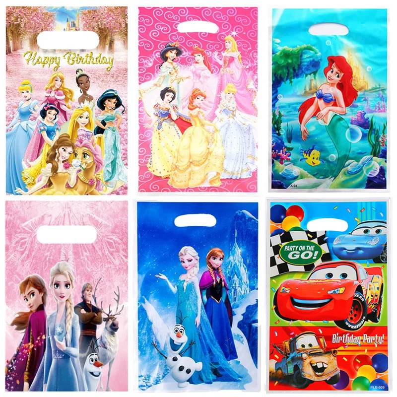 Frozen Elsa e Anna Candy Bag para crianças, Gift Bag, Branca de Neve, Sereia, Mickey Mouse Handle, Loot Bag, Birthday Party Decoration Supplies