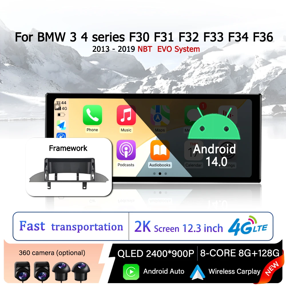 

Car Intelligent Multimedia Touch Display for BMW 3 4 series F30 F31 F32 F33 F34 F36 2013-2019 NBT EVO System Android 14 Carplay