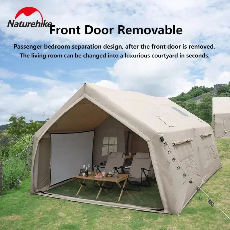 Naturehike Air 17.2 Inflatable Camping Tent Luxury Waterproof Cotton Air Tent For 4 People Family Outdoor Trip With Chimney Hole