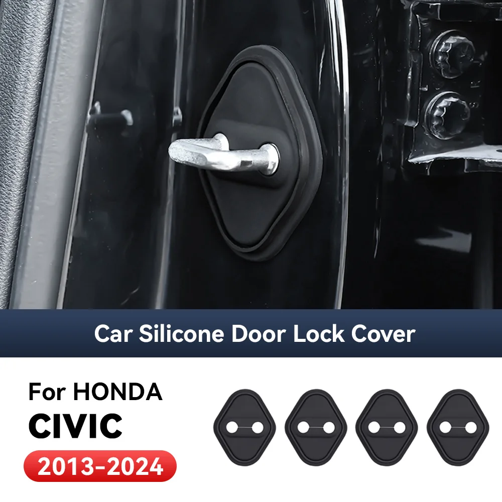 

4 шт., аксессуары для украшения автомобиля, силиконовая защита, автоматический дверной замок, защелка, чехол амортизатора для HONDA CIVIC 2013-2024
