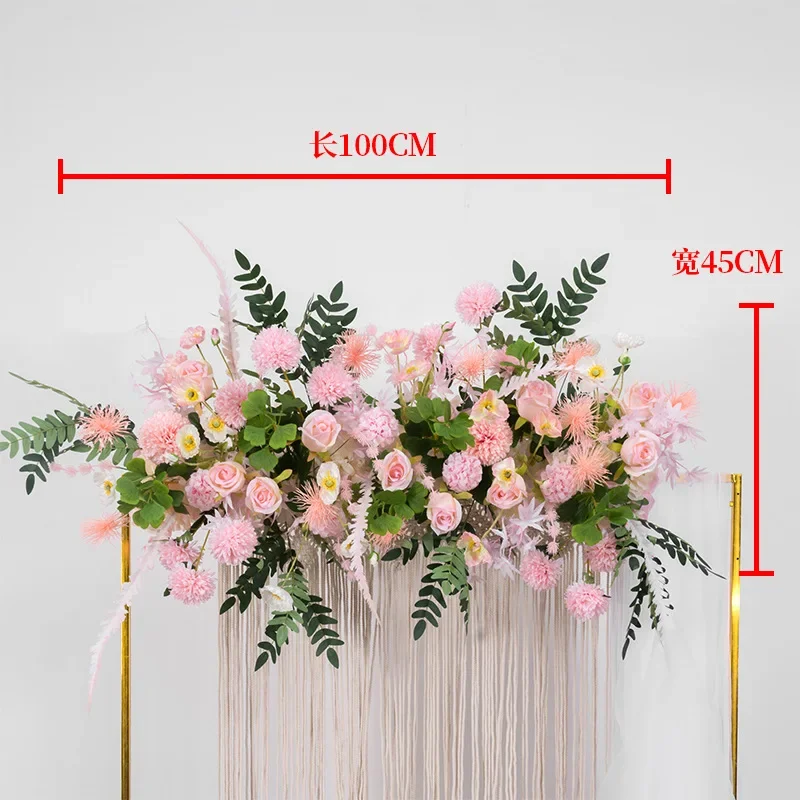 1M Wedding Decoration Row Flowers Road Lead T Stage Flower Art Wedding Fake Flower Iron Artificial Flower Background Wall Props