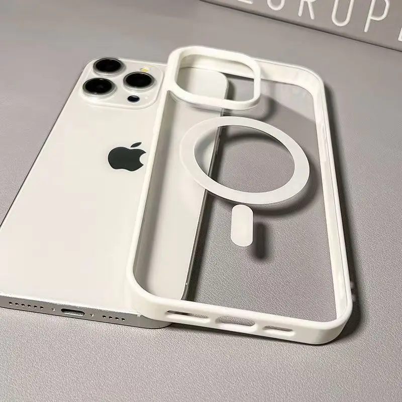Funda de carga inalámbrica de lujo para iPhone 17 16 15 14 13 12 11 Pro Max 16 Plus 16e con borde magnético compatible con Magsafe 4