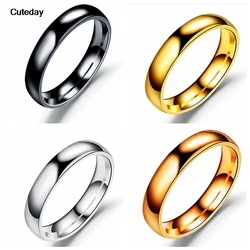 Fashion Simple Smooth Stainless Steel Ring for Women and Men Classic Couple Rings Wedding Engagement Jewelry