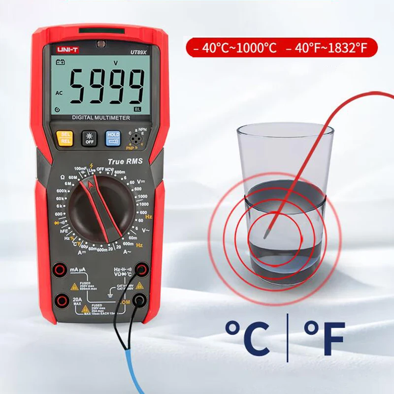 UNI-T UT89XD UT890C UT61E Plus مقياس متعدد ذكي رقمي بوليمر كهربائي تستر الفولتميتر مقياس التيار الكهربائي المهنية