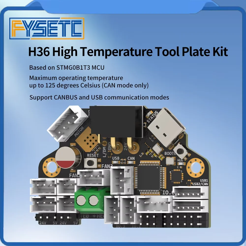 FYSETC H36 V2 Combo High Temperature Resistance Klipper Canbus Tool Board Compatible NEMA14/36mm Motor Onboard TMC2209