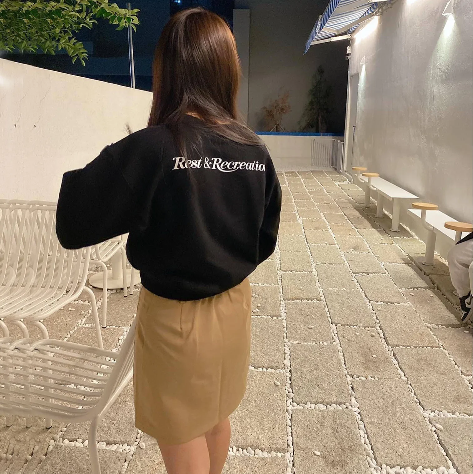 Jennie Rest&Recreation Korea Simple Letter Versatile Casual Sweatshirt Crew Neck Pullover Hoodies Sweatshirts Women's Fashion