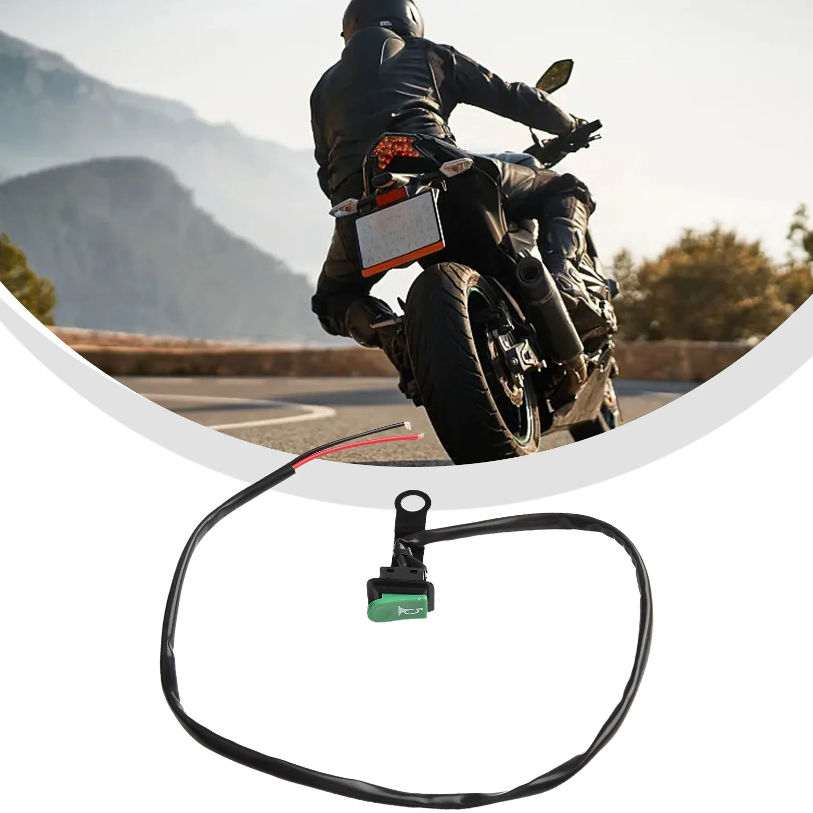 Motorcycle Momentary On-Off Power Switch with Reflector and Iron Bracket for E-Bike Car Handlebar Electrical Use