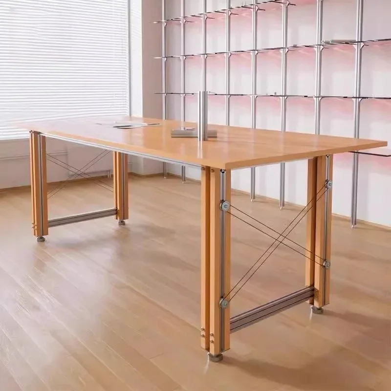 Ocean board birch computer desk, home double writing office simple modern aluminum profile
