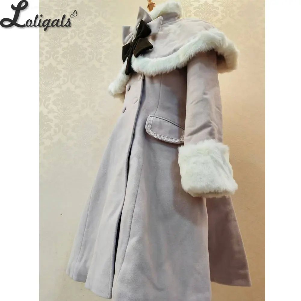 

Lolita Coat Women's Winter Long Coat with Fur Cuffs and Cape Jacket Plus Size Clearance
