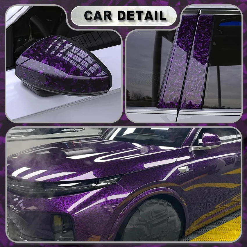PET Glossy Purple Forged Carbon Fiber Vinyl Wrap Film Waterproof Car Body & Motorcycle Sticker, DIY Helmet Wrap Bubble Free view 5