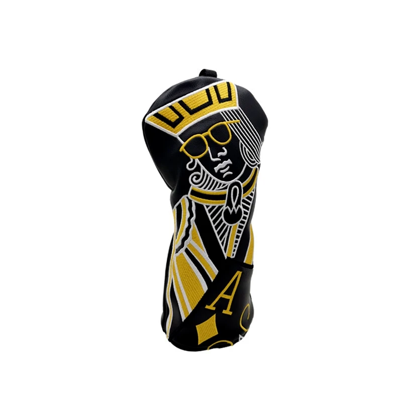 Golf Wood Head Cover Set, King and Queen and Knight, Driver de Poker, Fairway Hybrid, 135H Club Cover Set, Couro Premium, Unisex