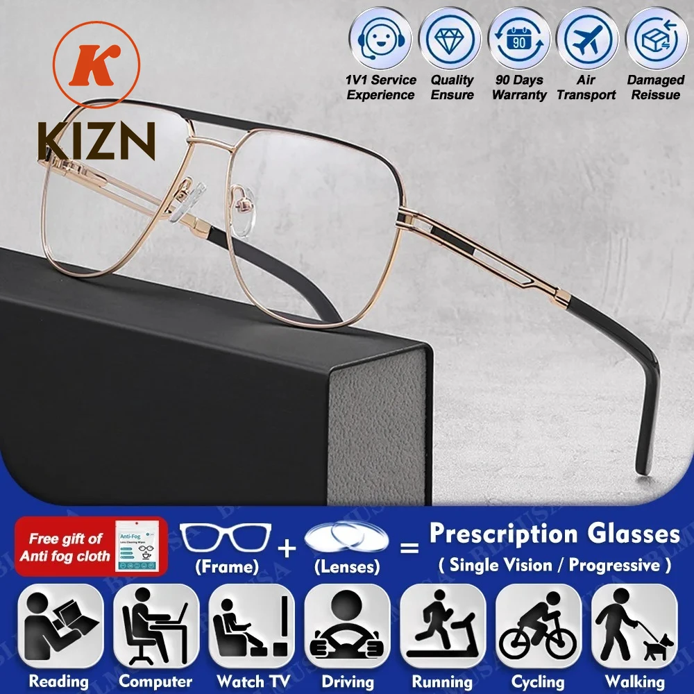 

Очки для чтения KIZN (M) Simple Business Pilot для мужчин с близорукостью, высококачественные, с защитой от синего света, мультифокальные, оптические, по рецепту