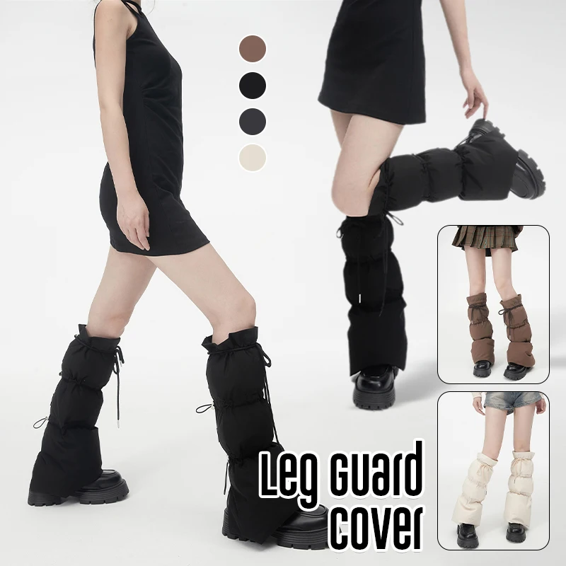 

Popular Winter Women's Down Sock Cover Thickened Windproof, Cold-proof Warm Boot Cover Drawstring Lace-up Long Leg Warmers Sweet