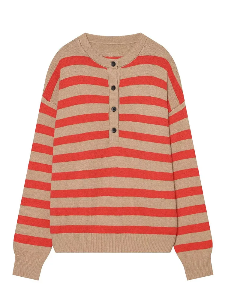 HH Lazy Effortless Camel Red Knit Top Women Autumn Winter Comfy Long Sleeve Relaxed Fit Casual Daily Coffee Run Chic Fashion