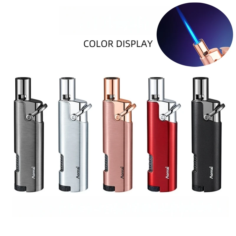 

New metal visual window inflatable lighter windproof spray blue flame turbine butane torch outdoor portable lighter smoking tool