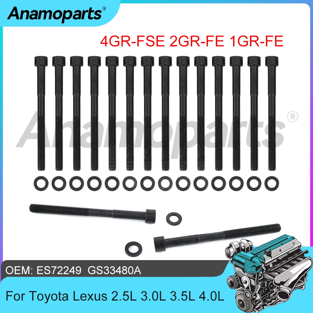 

Детали двигателя Комплект болтов головки подходит для 2.5 3.0 3.5 4.0 L V6 GAS для Lexus GS350 Toyota 4Runner Tacoma 2.5L 3.0L 3.5L 4.0L 03-20 ES72249
