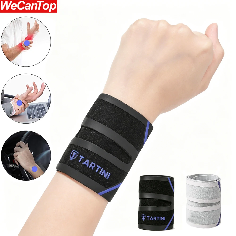 WECANTOP 1PC Reversible Wrist Brace, Adjustable Soft Support for TFCC Tendonitis Pain, Wrap for Tennis Badminton Sports Recovery