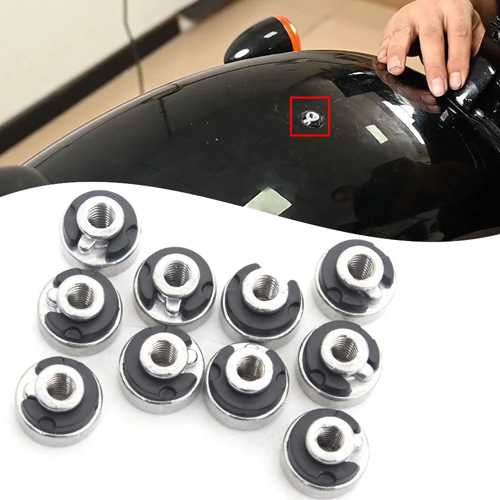 

10Pcs Motorcycle Rear Fender Seat Nut Kit Seat Nut Kit For Harley Davidson Motorcycle Accessories Aluminum Silver Seat Nut Kit