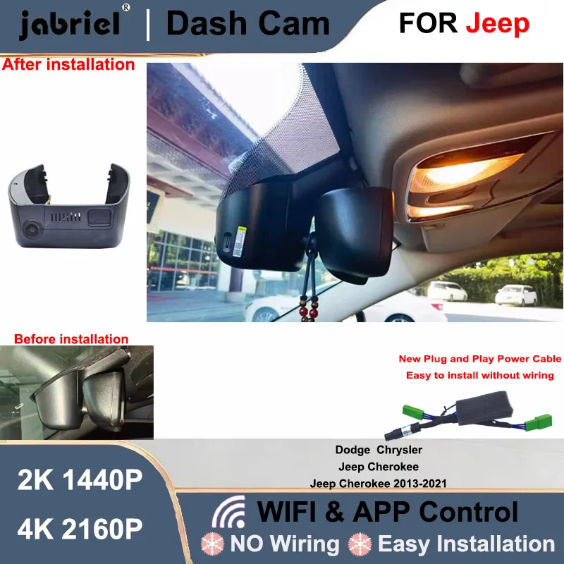 

Dash Cam 2K 4K Wifi Car DVR For Jeep Cherokee for Jeep Dodge for Jeep Chrysler 2013 2014 2015 2016 2017 2018 2019 2020 2021