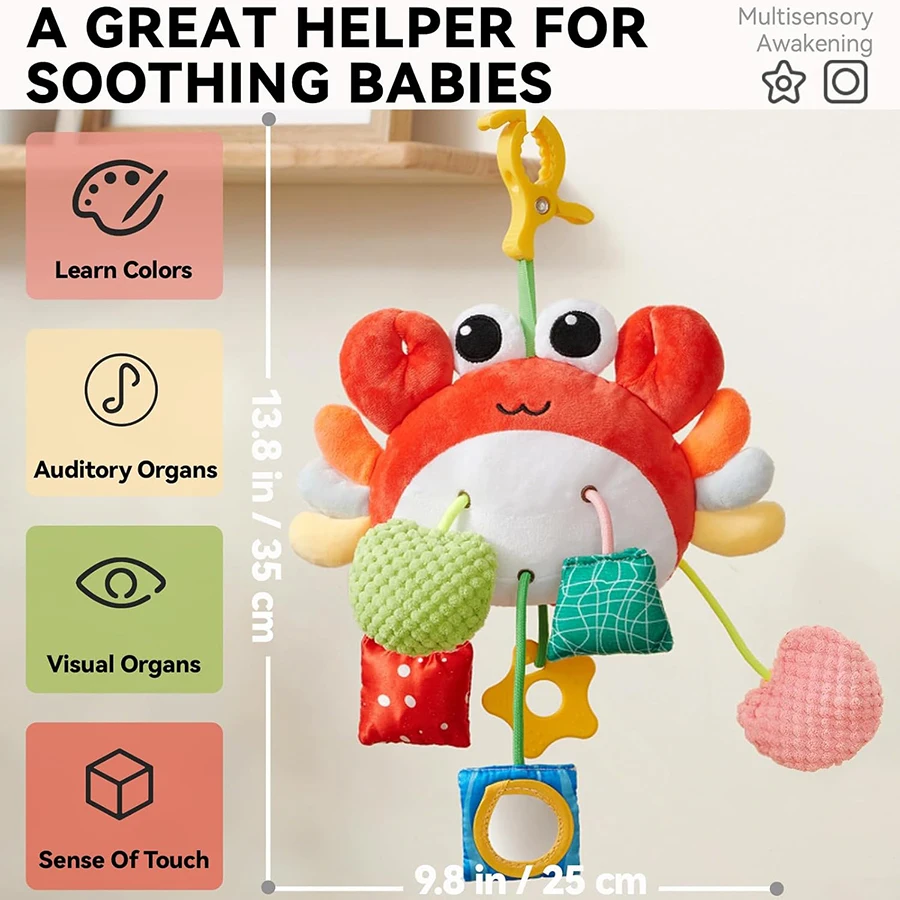 Jouet de siège de voiture pour bébé, jouets pour bébé de 0 à 6 mois, jouets pour nouveau-nés, jouet sensoriel pour bébé avec hochets et miroir, jouets de poussette suspendus