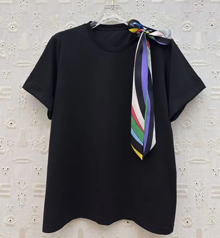 

Customized European women's clothing - new summer styles for 2026 Short-sleeved scarf fashion pure cotton T-shirt