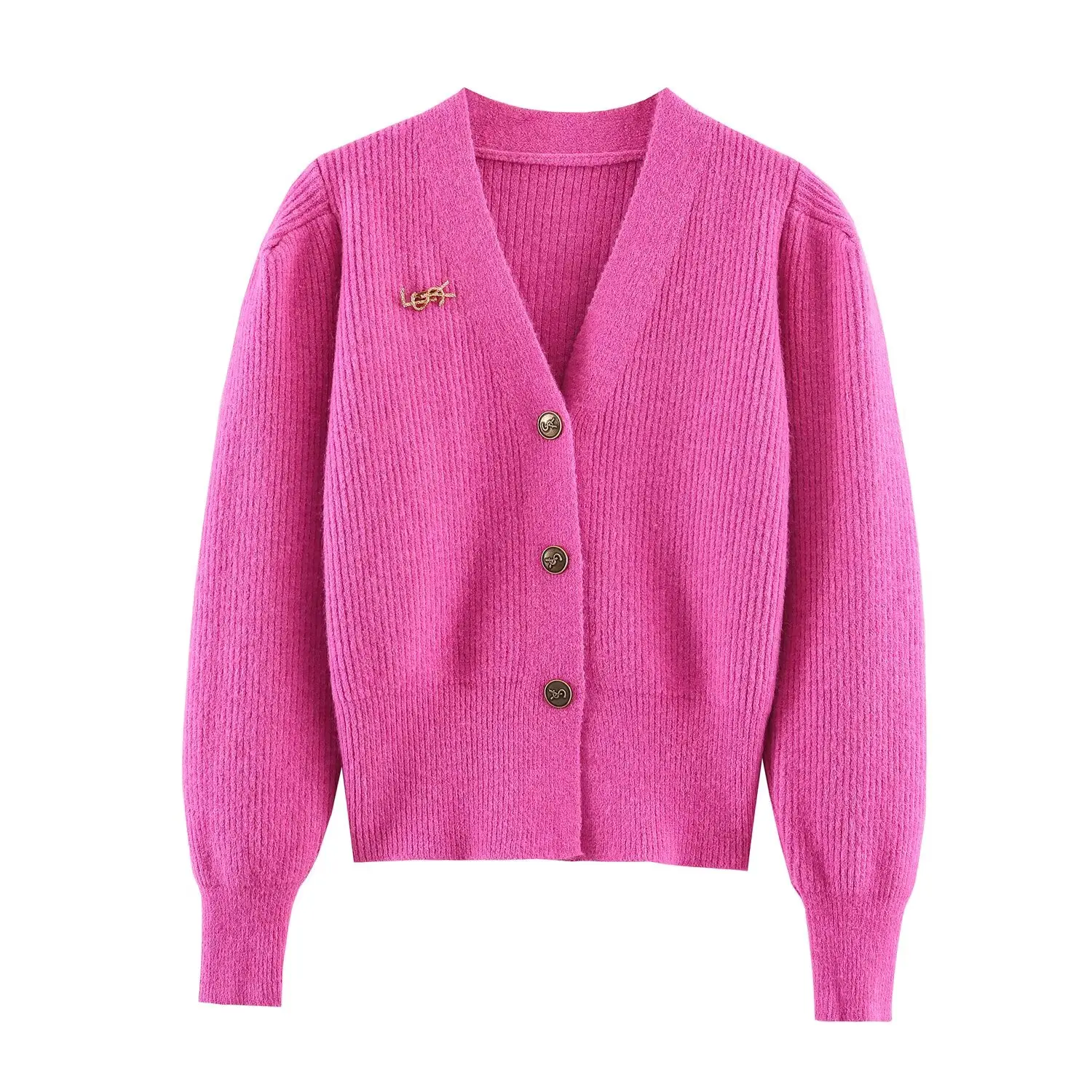 Dames Effen Gebreid Vest Lente Nieuwe Vrouwelijke V-hals Lange Mouwen Single Breasted Trui Jas Dame Casual Korte Gebreide Om