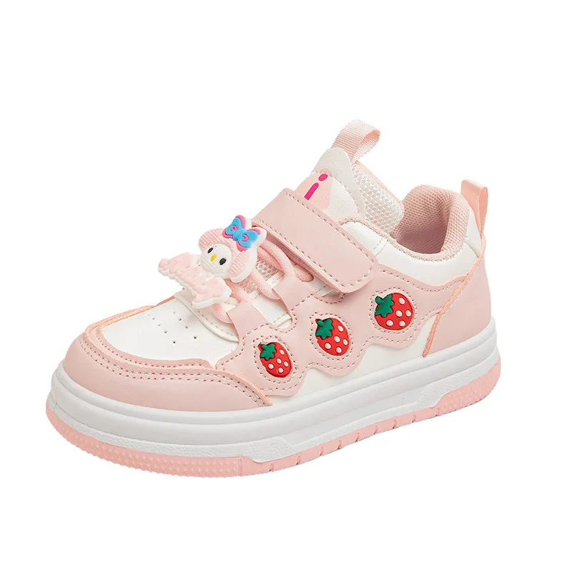 

Girls' Shoes New Arrival Cute Strawberry Kids Sports Shoes Waterproof Leather Casual Sneakers Lightweight Baby Girl Walking Shoe