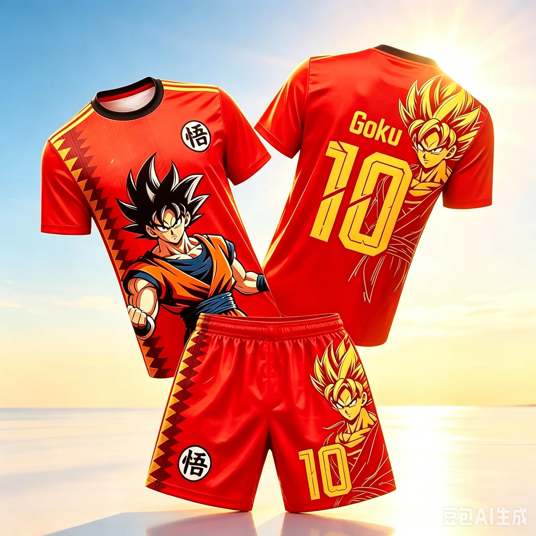 2026 Summer New Dragon Ball Retro Fitness T-Shirt Suit Men's Oversized 3D Printed Breathable Quick Drying Football Sports Kit