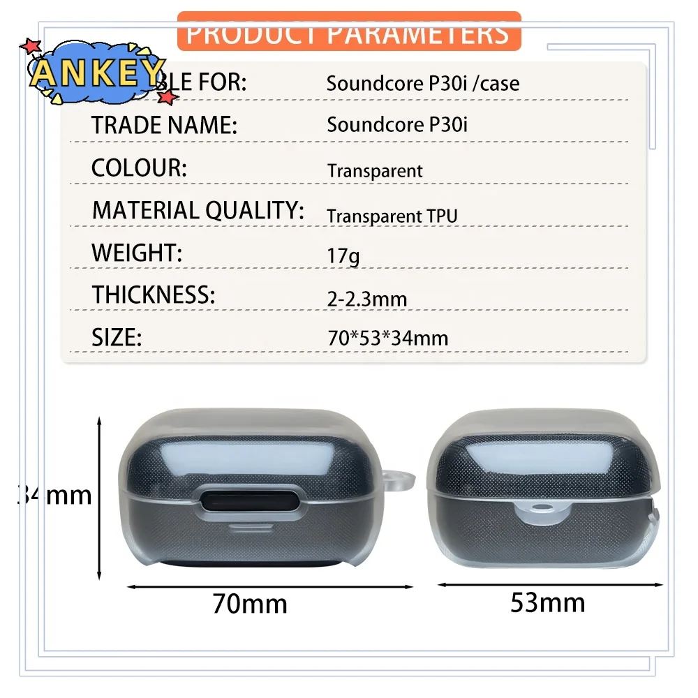 for Anker Soundcore R50i NC , P30i TPU Case transparent Earbuds Protective clear Earphone Silicone Soft Shell