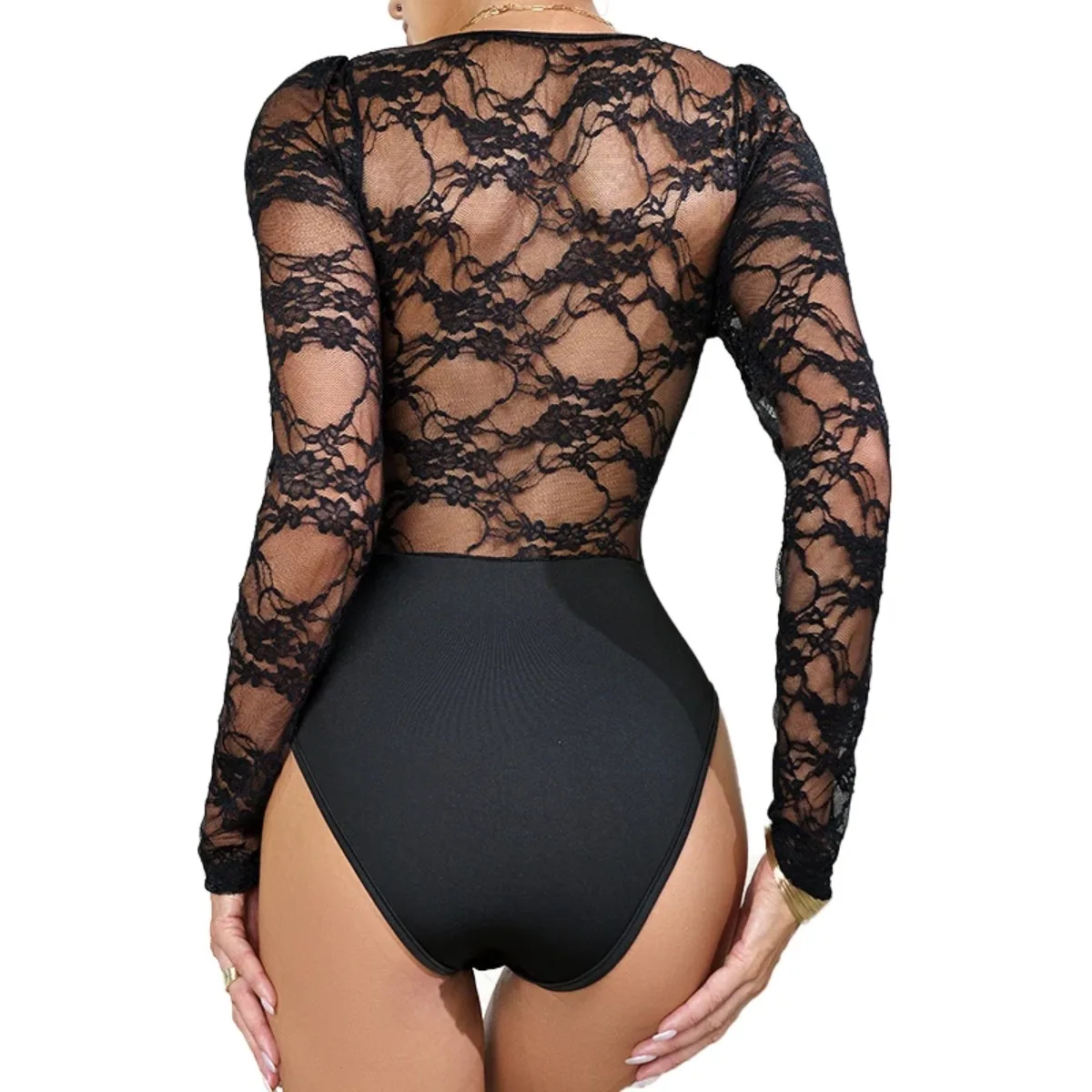 Summer Lace Puff Sleeve Spliced Bodysuit Shapewear Underwear Jumpsuit for Ladies Women Elegant Luxury 2024 High Quality Party