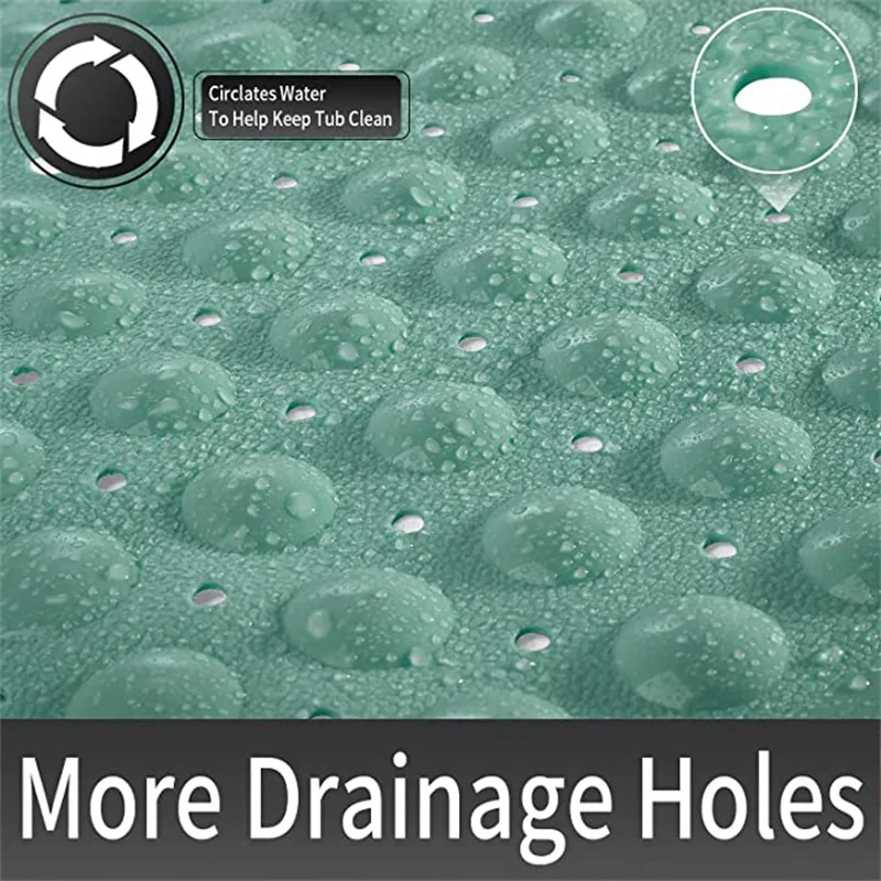 Square Bath Shower Tub Mat for Bathroom Non Slip Bathtub Mats with Suction Cups Drain Holes Machine Washable 53x53cm/ 21x21 Inch