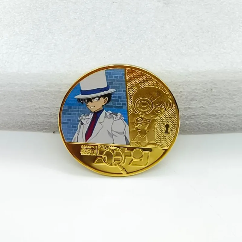 

Популярная коллекционная монета по аниме-серии «Детектив Конан» с креативным принтом персонажей, золотая металлическая монета, подарок на день рождения