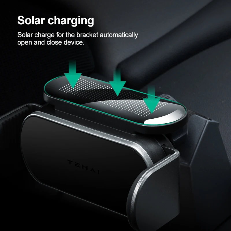 TEMAI Phone Holder for Tesla Electric Mobile Holder with Solar Charging Model 3 Model Y Accessories