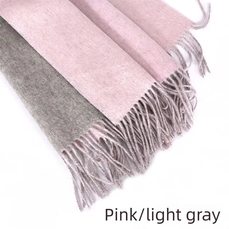 2026 New Lamb Wool Cashmere Feel Scarf Women Gray Pink Double Sided Shawl Winter Warm Soft Wrap