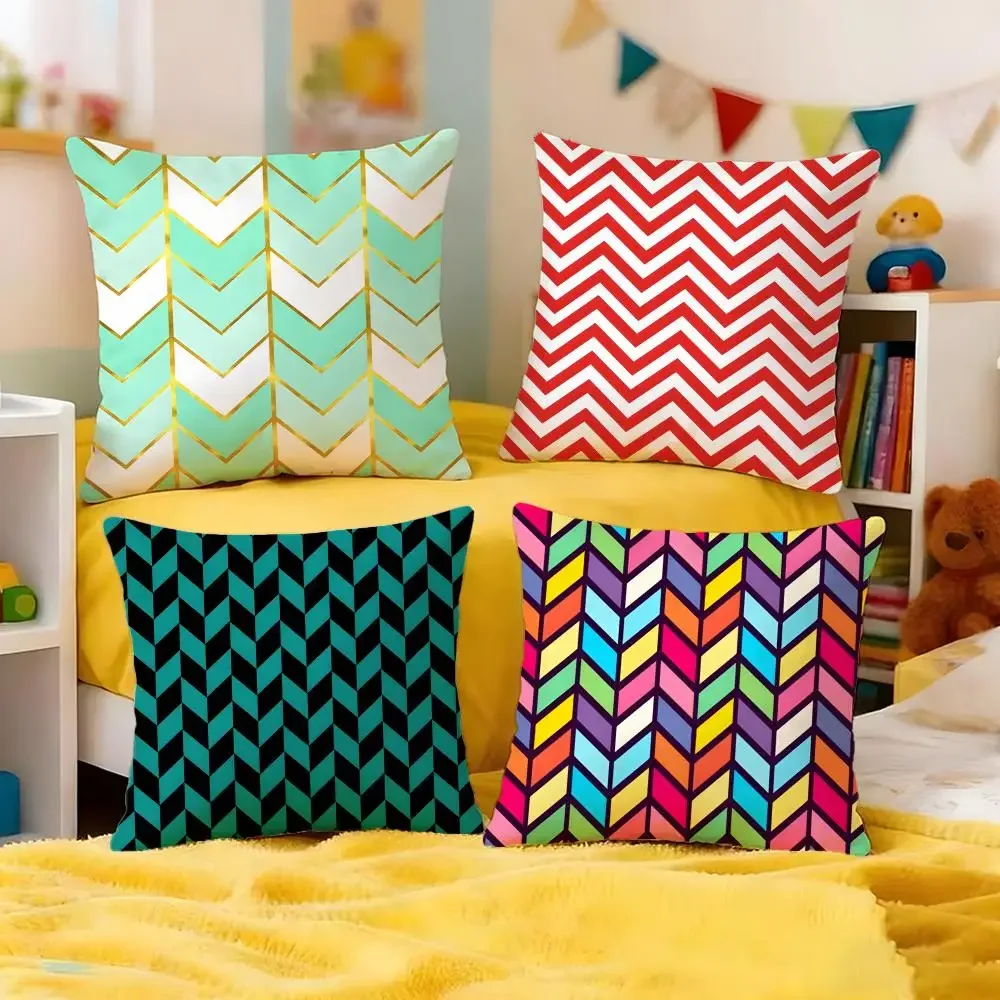 Timeless Herringbone Pattern Cushion Cover Premium Soft Pillowcase Skin-Friendly Breathable Multi-Purpose for Home Office Travel