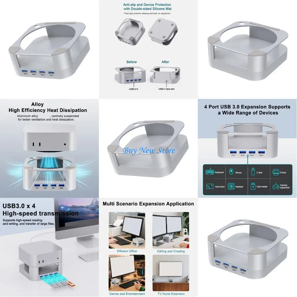 

Алюминиевая вентилируемая подставка 20CE с 4 портами USB3.0 для адаптера мини-концентраторов