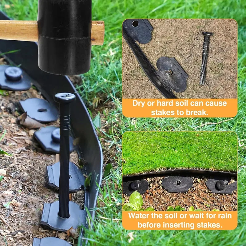 10M Fixed Lawn Landscaping Edging with Anchoring Spikes for Outdoor Home Courtyard Buildings Fence Garden Border Easy-Install