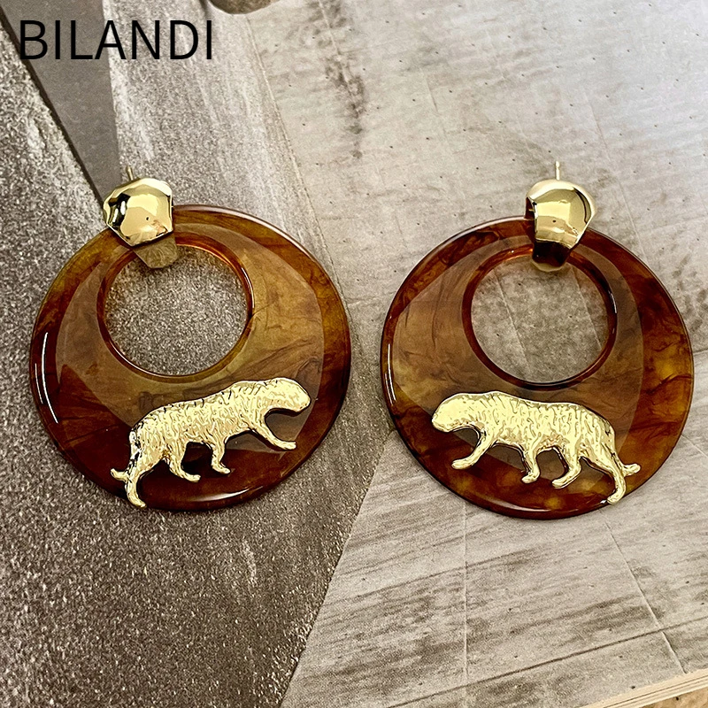 

Bilandi Modern Jewelry Elegant Temperament Resin Circle Earrings For Women Party Gifts Delicate Design Ear Accessories