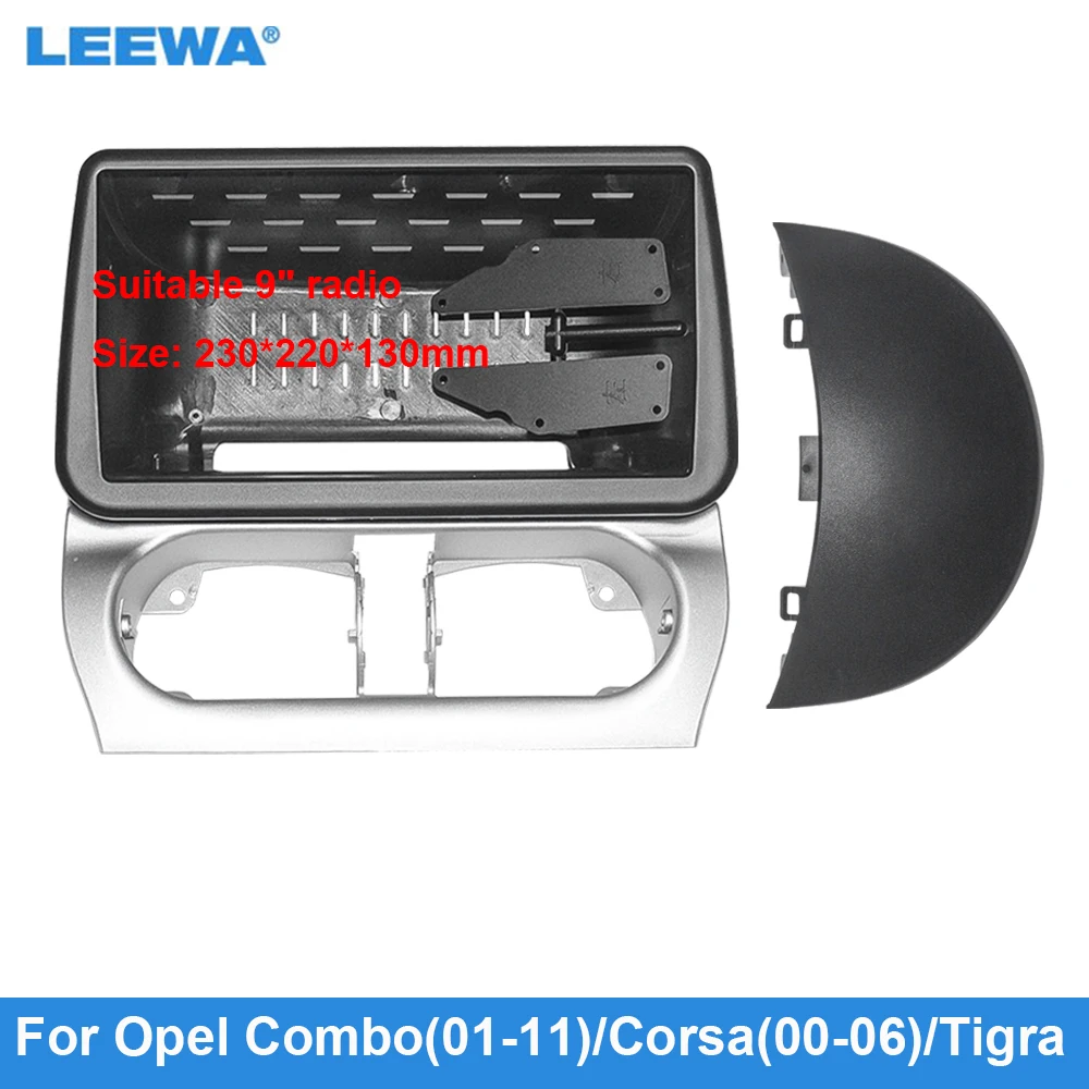 

LEEWA Car Audio 9" Big Screen Dash Fascia Panel Frame Kit Adapter For Opel Combo(01-11)/Corsa(00-06)/Tigra(04-09) Dash Frame