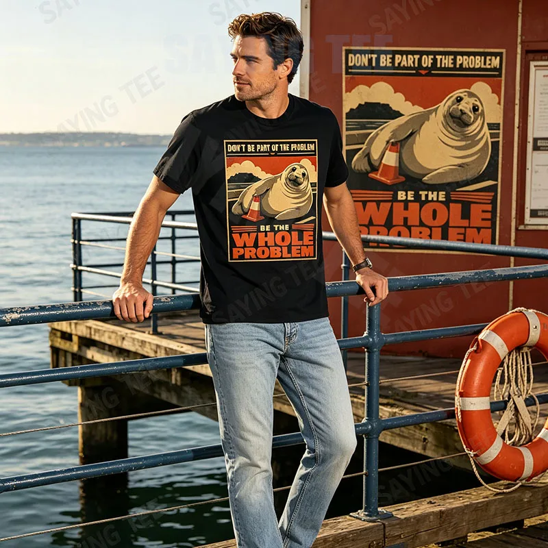 Neil The Seal Become Ungovernable Lustiges Viral Internet Meme T-Shirt Y2k Humor Neil The Seal Traffic Cone Graphic Apparel Neuheit – Detail 3