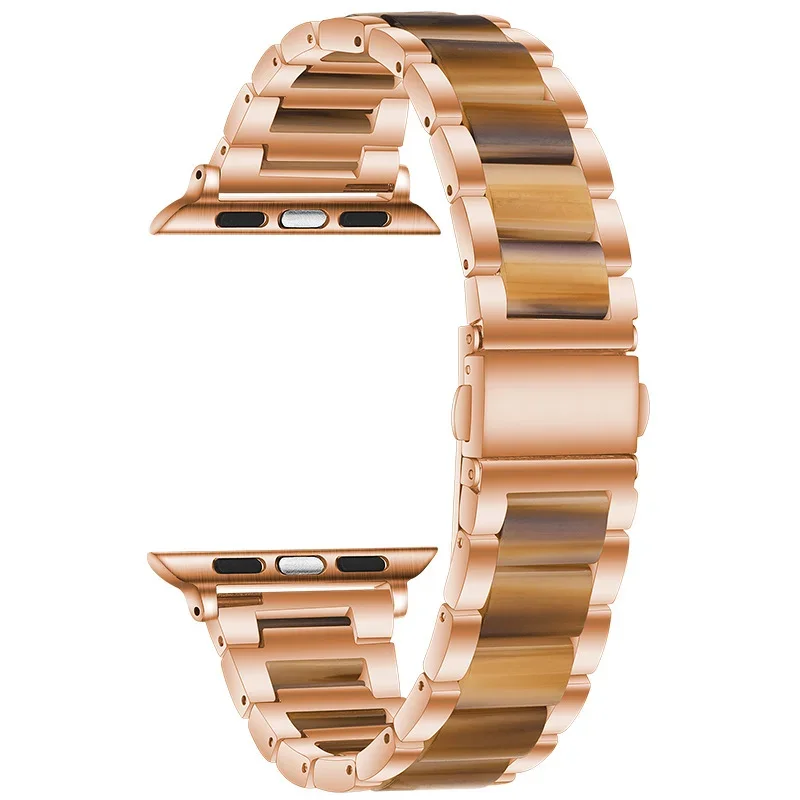 Stainless Steel Woman Watch Bands For Apple Watch Series 7 6 SE 5 Resin Strap 42 40 44 41 45mm Bracelet Loop For iwatch Wrist