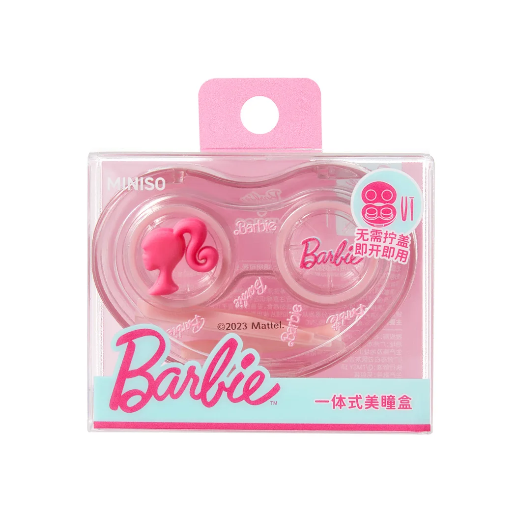 MINISO Kawaii Barbie Series Daylight Shine All-In-One Contact Lens Box Anime Girly Heart Cute Contact Lens Case Tool